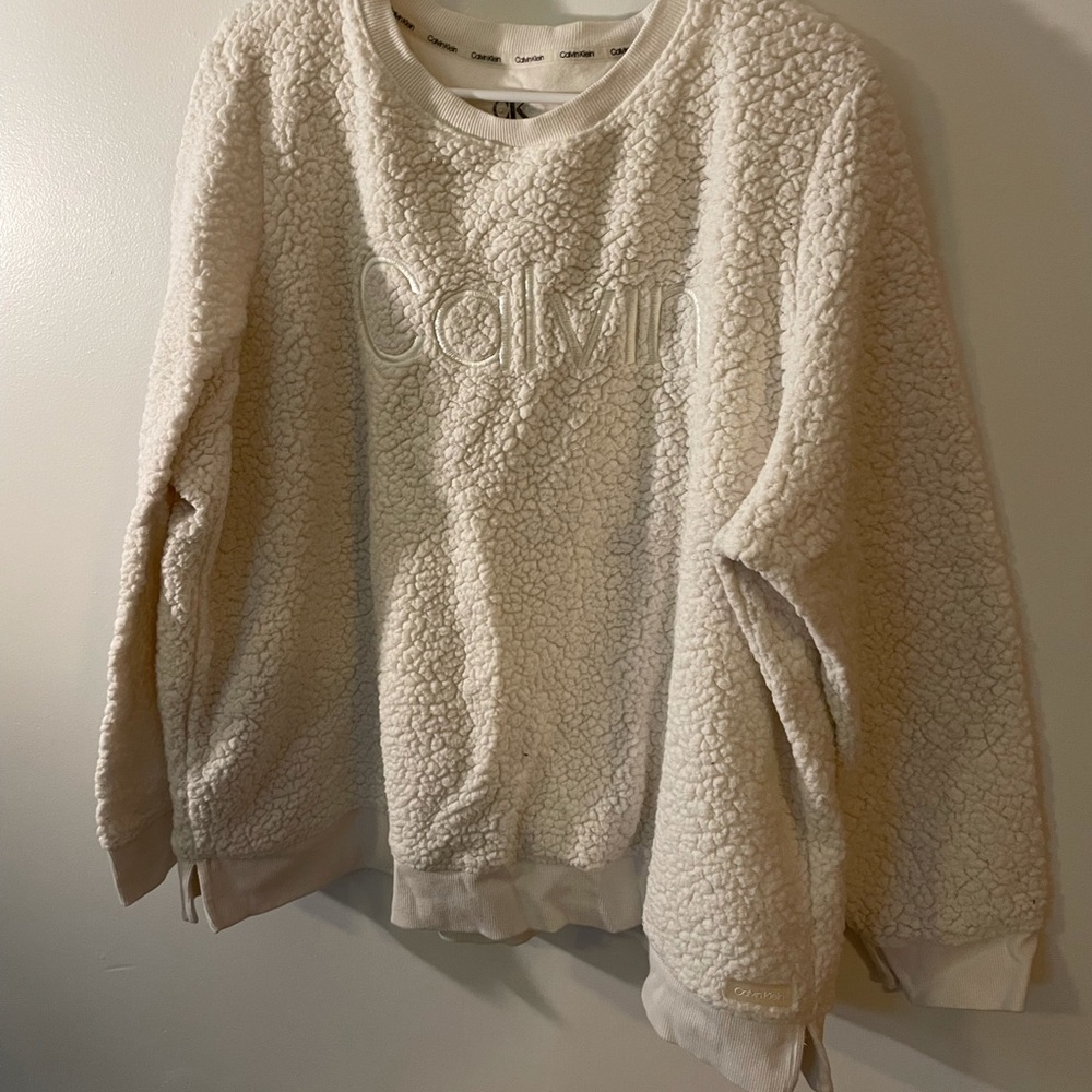Calvin Klein fuzzy crew neck